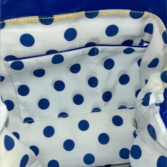 Ciro Citterio Canvas Tote Bag Blue/White w 22" Rope Handle Bows Sides and Front - Picture 7 of 12